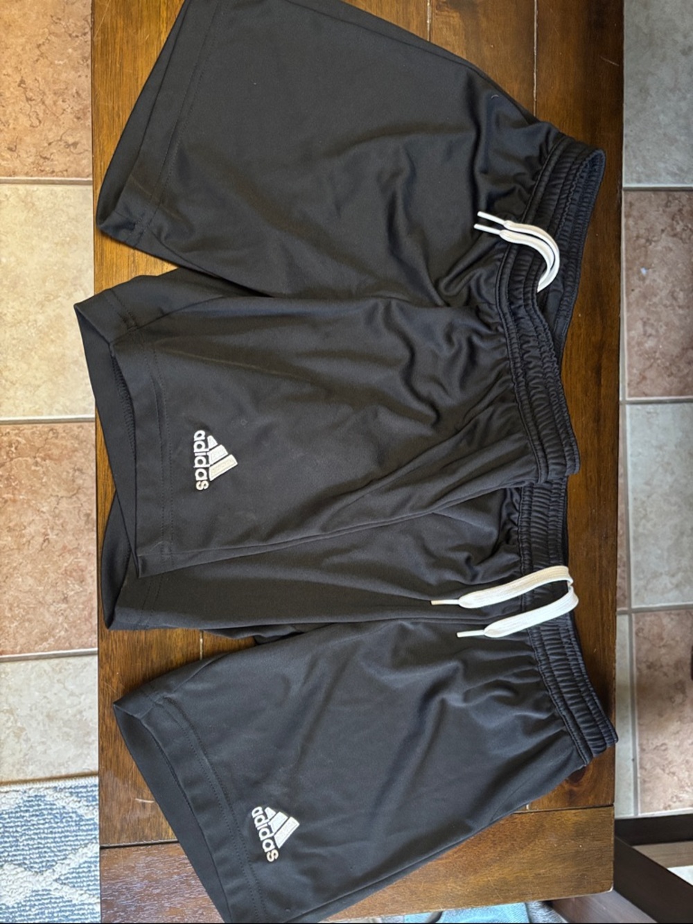 adidas Black Athletic Shorts with White Drawstrings